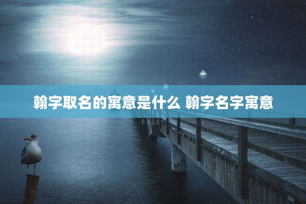 翰字取名的寓意是什么 翰字名字寓意