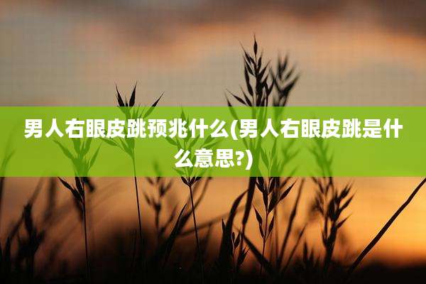 男人右眼皮跳预兆什么(男人右眼皮跳是什么意思?)
