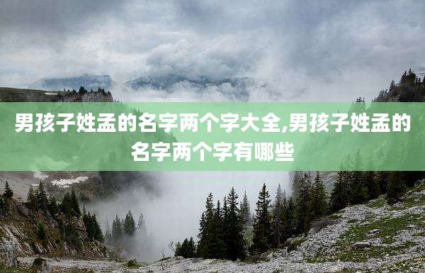 男孩子姓孟的名字两个字大全,男孩子姓孟的名字两个字有哪些