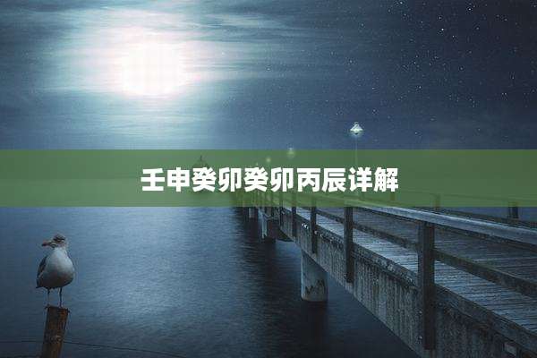 壬申癸卯癸卯丙辰详解
