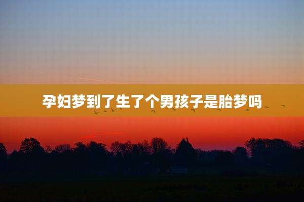 孕妇梦到了生了个男孩子是胎梦吗