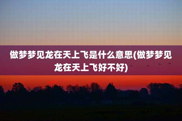 做梦梦见龙在天上飞是什么意思(做梦梦见龙在天上飞好不好)