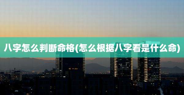 八字怎么判断命格(怎么根据八字看是什么命)