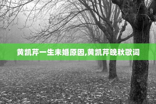 黄凯芹一生未婚原因,黄凯芹晚秋歌词