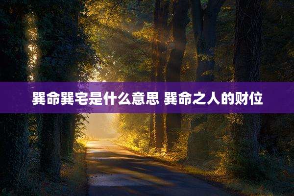 巽命巽宅是什么意思 巽命之人的财位