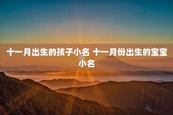 十一月出生的孩子小名 十一月份出生的宝宝小名