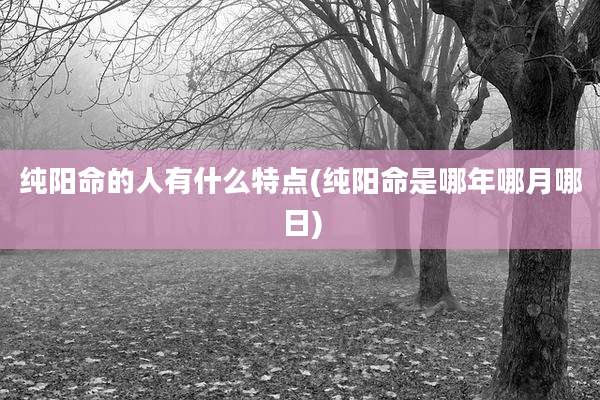 纯阳命的人有什么特点(纯阳命是哪年哪月哪日)