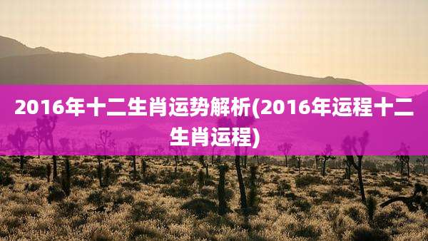 2016年十二生肖运势解析(2016年运程十二生肖运程)