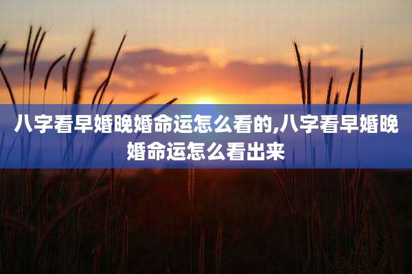 八字看早婚晚婚命运怎么看的,八字看早婚晚婚命运怎么看出来