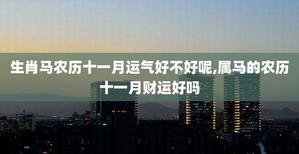 生肖马农历十一月运气好不好呢,属马的农历十一月财运好吗