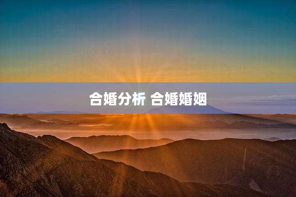 合婚分析 合婚婚姻