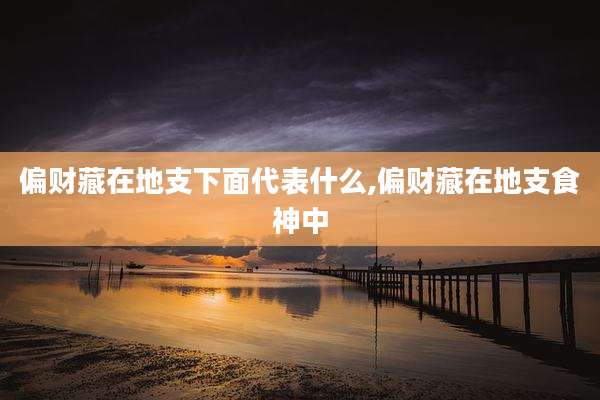 偏财藏在地支下面代表什么,偏财藏在地支食神中