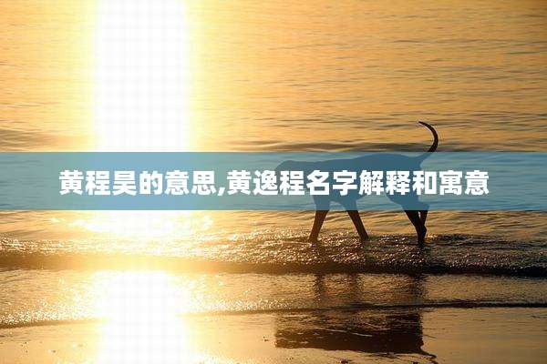 黄程昊的意思,黄逸程名字解释和寓意