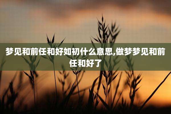 梦见和前任和好如初什么意思,做梦梦见和前任和好了