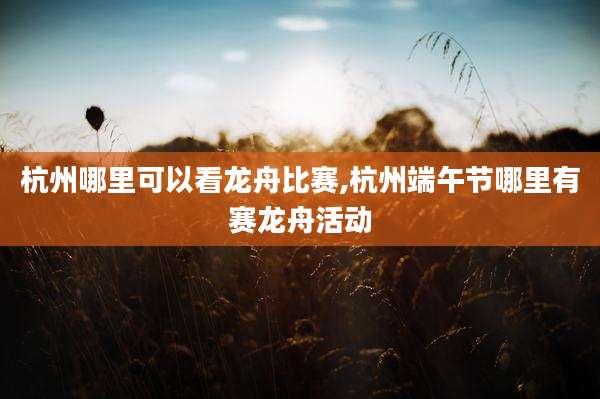 杭州哪里可以看龙舟比赛,杭州端午节哪里有赛龙舟活动