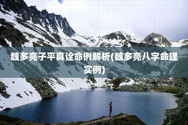 魏多亮子平真诠命例解析(魏多亮八字命理实例)