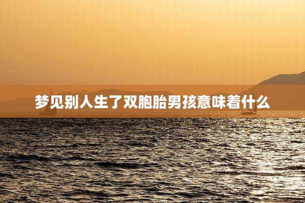 梦见别人生了双胞胎男孩意味着什么