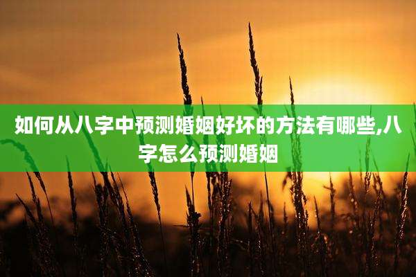 如何从八字中预测婚姻好坏的方法有哪些,八字怎么预测婚姻