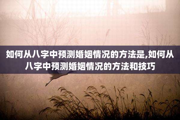 如何从八字中预测婚姻情况的方法是,如何从八字中预测婚姻情况的方法和技巧