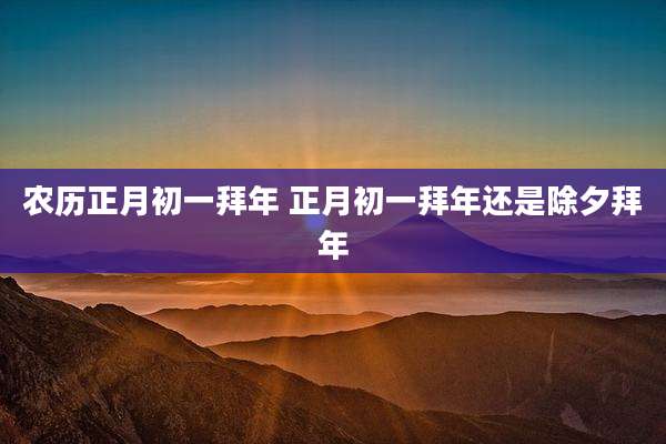 农历正月初一拜年 正月初一拜年还是除夕拜年