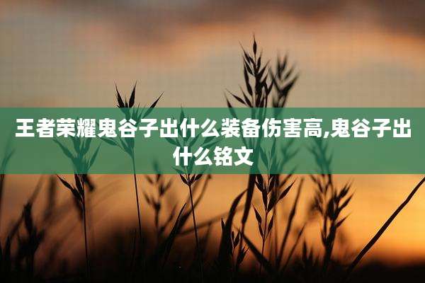 王者荣耀鬼谷子出什么装备伤害高,鬼谷子出什么铭文