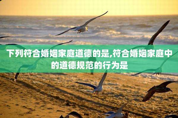下列符合婚姻家庭道德的是,符合婚姻家庭中的道德规范的行为是