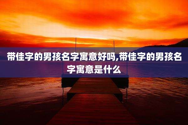 带佳字的男孩名字寓意好吗,带佳字的男孩名字寓意是什么
