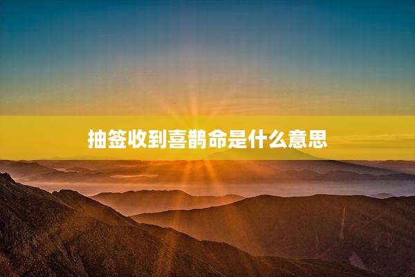 抽签收到喜鹊命是什么意思