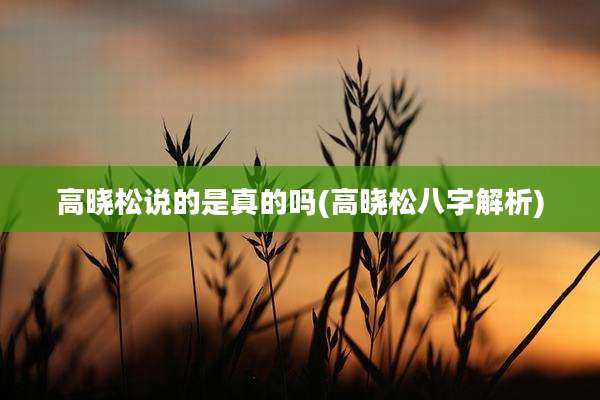 高晓松说的是真的吗(高晓松八字解析)
