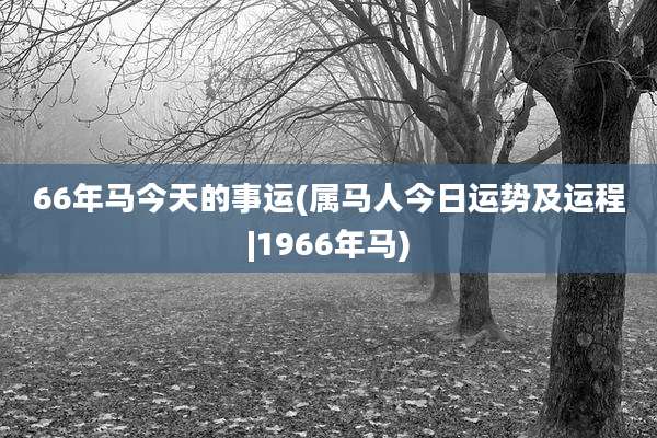 66年马今天的事运(属马人今日运势及运程|1966年马)