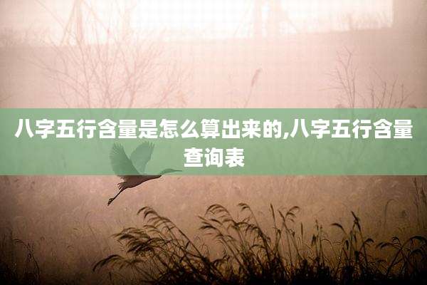 八字五行含量是怎么算出来的,八字五行含量查询表