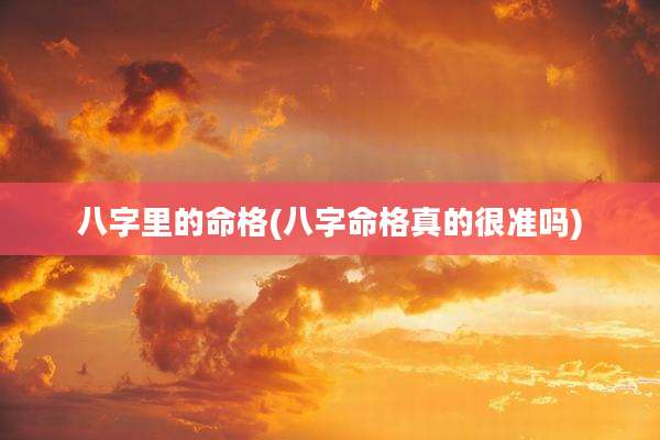 八字里的命格(八字命格真的很准吗)