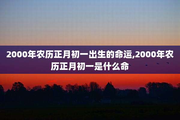 2000年农历正月初一出生的命运,2000年农历正月初一是什么命