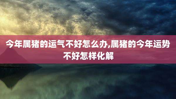 今年属猪的运气不好怎么办,属猪的今年运势不好怎样化解