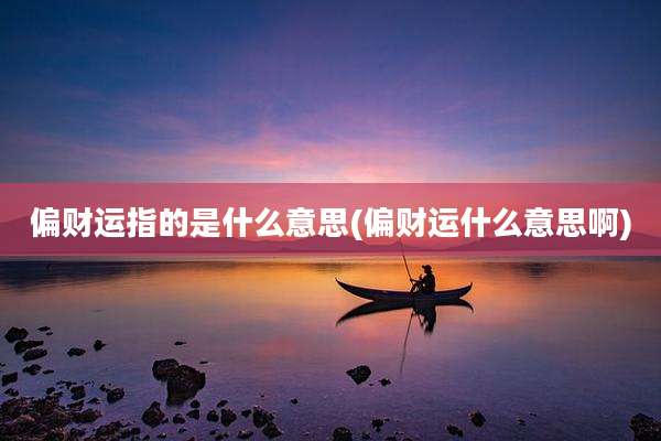 偏财运指的是什么意思(偏财运什么意思啊)