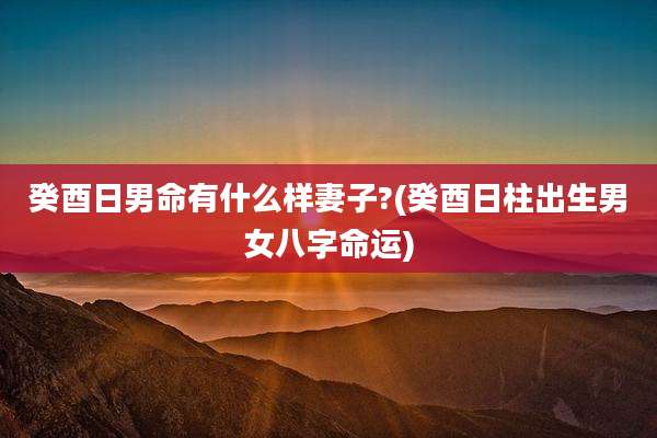 癸酉日男命有什么样妻子?(癸酉日柱出生男女八字命运)
