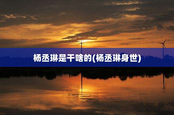 杨丞琳是干啥的(杨丞琳身世)