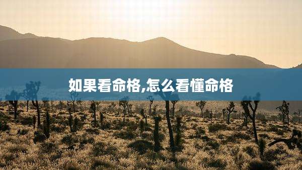 如果看命格,怎么看懂命格