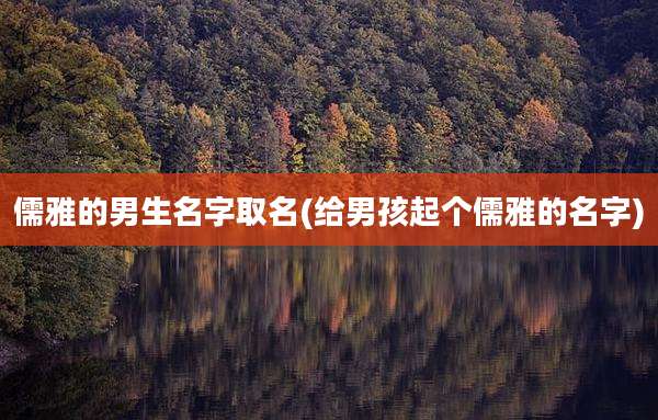 儒雅的男生名字取名(给男孩起个儒雅的名字)