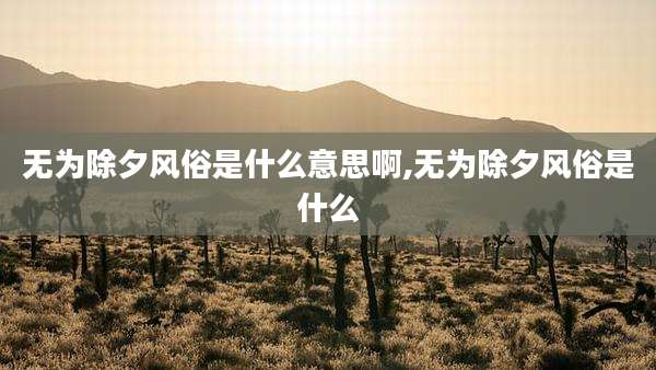 无为除夕风俗是什么意思啊,无为除夕风俗是什么