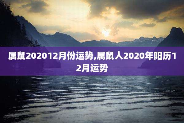 属鼠202012月份运势,属鼠人2020年阳历12月运势