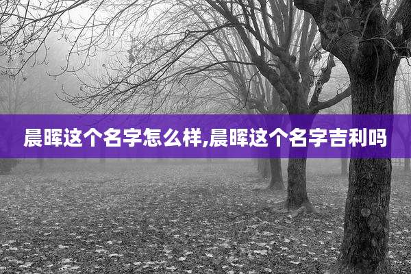 晨晖这个名字怎么样,晨晖这个名字吉利吗