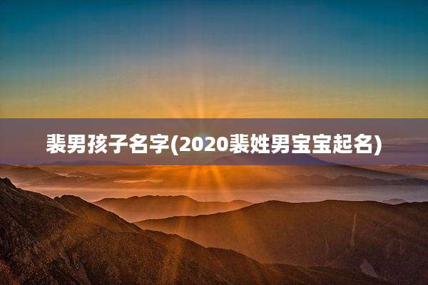 裴男孩子名字(2020裴姓男宝宝起名)