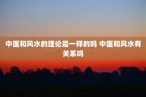 中医和风水的理论是一样的吗 中医和风水有关系吗