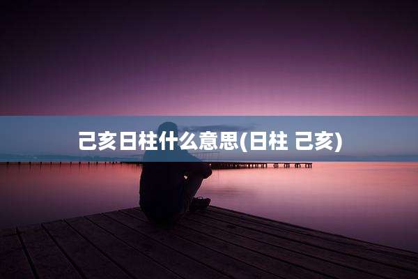 己亥日柱什么意思(日柱 己亥)