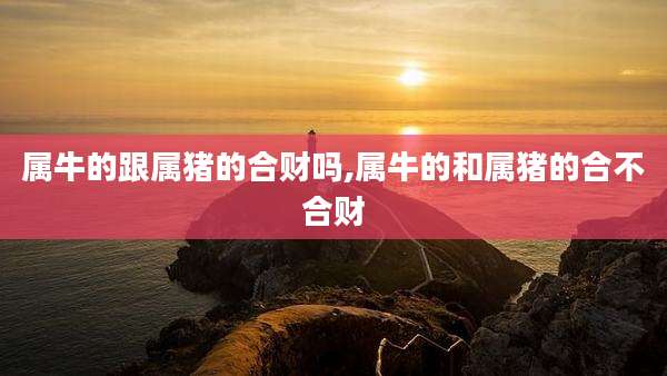 属牛的跟属猪的合财吗,属牛的和属猪的合不合财