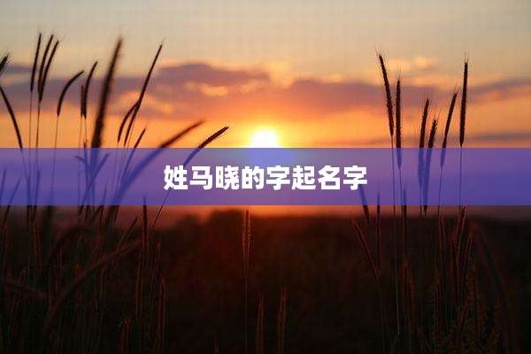 姓马晓的字起名字