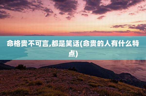 命格贵不可言,都是笑话(命贵的人有什么特点)
