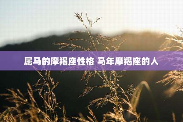 属马的摩羯座性格 马年摩羯座的人