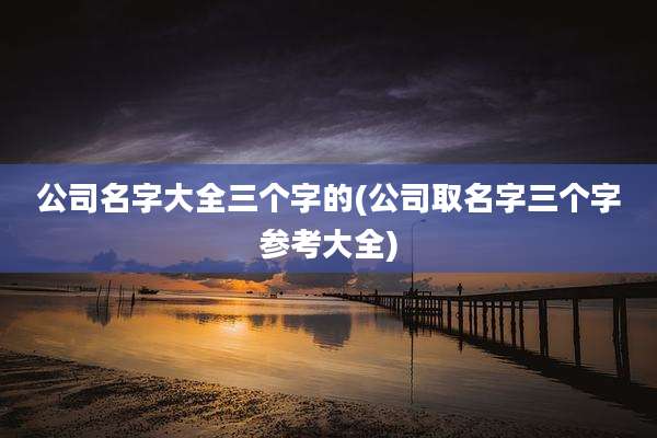 公司名字大全三个字的(公司取名字三个字参考大全)